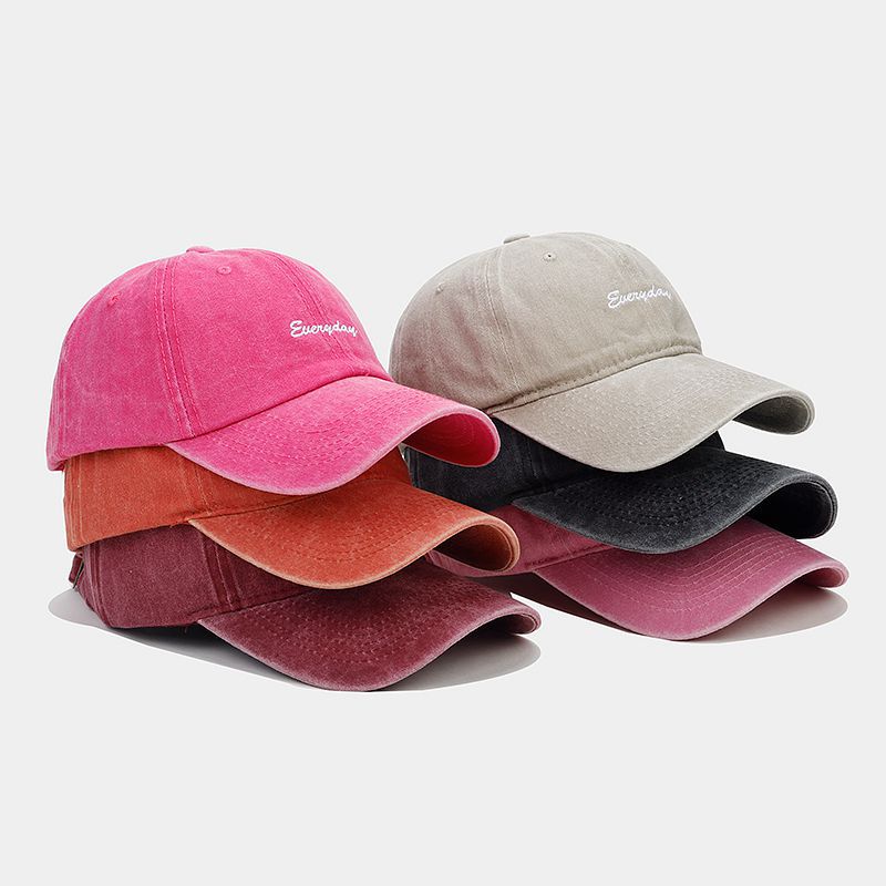 Wholesale Cotton Washed Embroidered Letters Curved Brim Baseball Cap